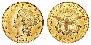 <b>1850 Coronet Head Gold $20 Double Eagle