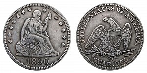 <b>1850-O Seated Liberty Quarter