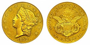 <b>1852-O Coronet Head Gold $20 Double Eagle