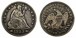 <b>1853-O Seated Liberty Quarter