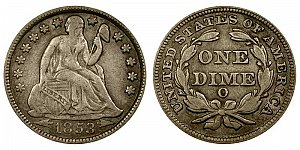 <b>1853-O Seated Liberty Dime