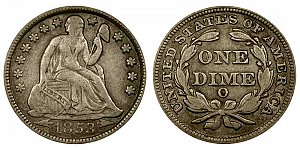 <b>1853-O Seated Liberty Dime