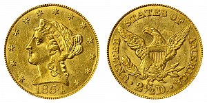 <b>1854-C Coronet Head Gold $2.50 Quarter Eagle