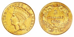 <b>1854-D Indian Princess Head Gold $3