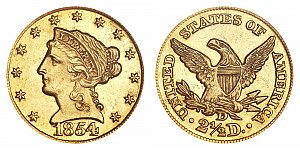 <b>1854-D Coronet Head Gold $2.50 Quarter Eagle