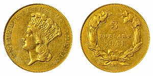<b>1854-O Indian Princess Head Gold $3