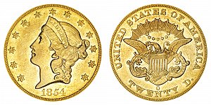 <b>1854-O Coronet Head Gold $20 Double Eagle