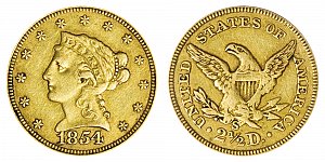 <b>1854-S Coronet Head Gold $2.50 Quarter Eagle