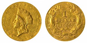 <b>1855-C Small Indian Head Gold Dollar