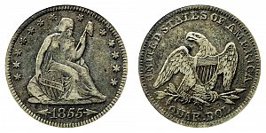 <b>1855-S Seated Liberty Quarter