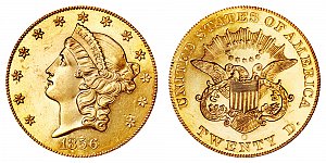 <b>1856-O Coronet Head Gold $20 Double Eagle