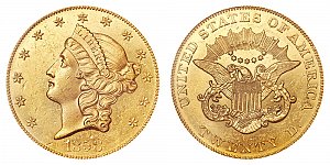 <b>1858-O Coronet Head Gold $20 Double Eagle