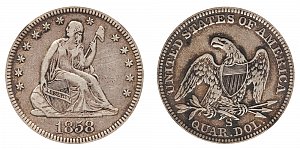 <b>1858-S Seated Liberty Quarter