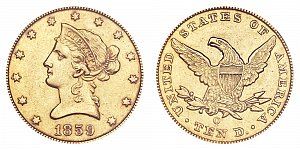 <b>1859-O Coronet Head Gold $10 Eagle
