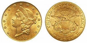 <b>1859-S Coronet Head Gold $20 Double Eagle