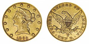 <b>1860-S Coronet Head Gold $10 Eagle
