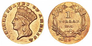 <b>1861-D Large Indian Head Gold Dollar
