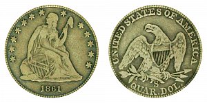 <b>1861-S Seated Liberty Quarter