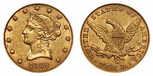 <b>1862-S Coronet Head Gold $10 Eagle