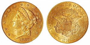 <b>1863 Coronet Head Gold $20 Double Eagle