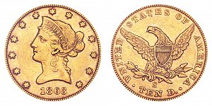<b>1863-S Coronet Head Gold $10 Eagle