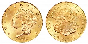 <b>1864 Coronet Head Gold $20 Double Eagle
