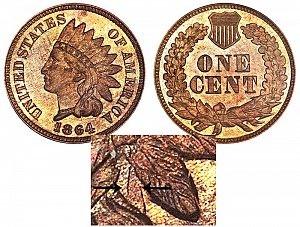 <b>1864 Indian Head Cent Penny: No L
