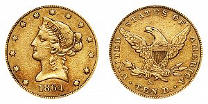 <b>1864-S Coronet Head Gold $10 Eagle