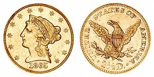 <b>1865 Coronet Head Gold $2.50 Quarter Eagle