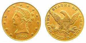 <b>1865-S Coronet Head Gold $10 Eagle