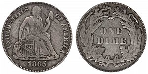 <b>1865 Seated Liberty Dime