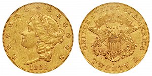 <b>1866-S Coronet Head Gold $20 Double Eagle