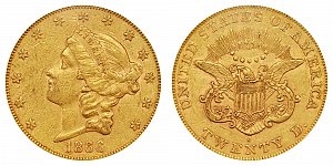 <b>1866-S Coronet Head Gold $20 Double Eagle