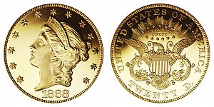 <b>1868 Coronet Head Gold $20 Double Eagle