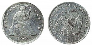 <b>1868-S Seated Liberty Quarter