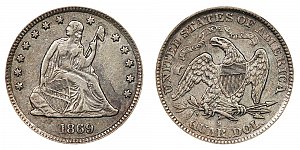 <b>1869-S Seated Liberty Quarter