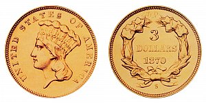 <b>1870-S Indian Princess Head Gold $3: Unique