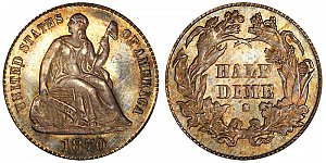 <b>1870-S Seated Liberty Half Dime: Unique