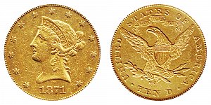 <b>1871-CC Coronet Head Gold $10 Eagle