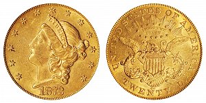 <b>1872-CC Coronet Head Gold $20 Double Eagle