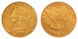 <b>1872-CC Coronet Head Gold $10 Eagle