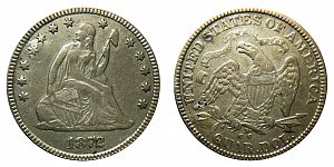 <b>1872-CC Seated Liberty Quarter