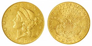 <b>1873-CC Coronet Head Gold $20 Double Eagle