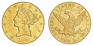<b>1873-CC Coronet Head Gold $10 Eagle