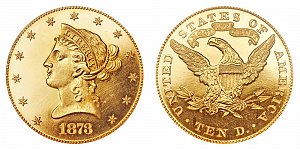 <b>1873 Coronet Head Gold $10 Eagle