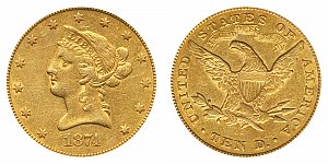 <b>1874-CC Coronet Head Gold $10 Eagle