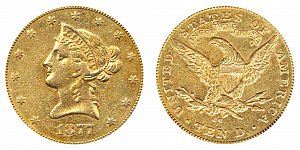 <b>1877-CC Coronet Head Gold $10 Eagle