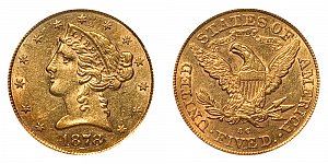 <b>1878-CC Coronet Head Gold $5 Half Eagle