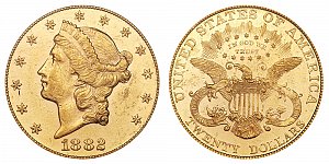 <b>1882 Coronet Head Gold $20 Double Eagle