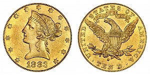 <b>1883-O Coronet Head Gold $10 Eagle